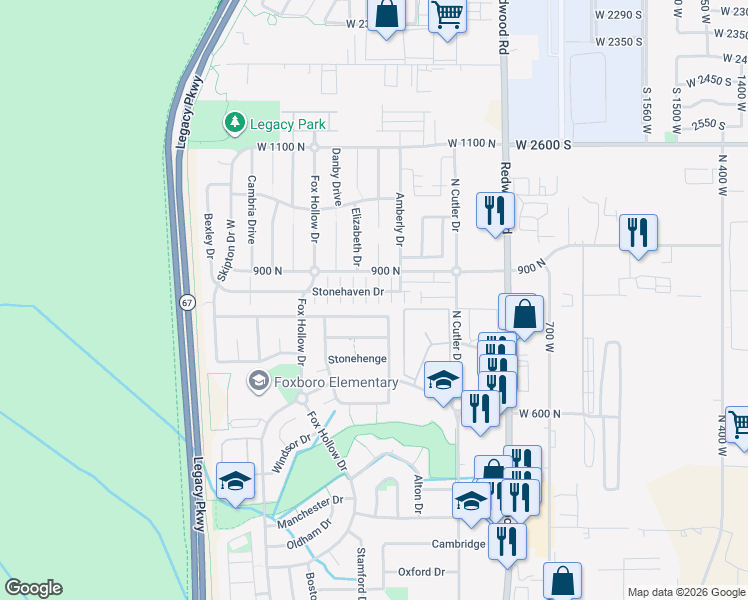 map of restaurants, bars, coffee shops, grocery stores, and more near 939 Stonehaven Drive in North Salt Lake