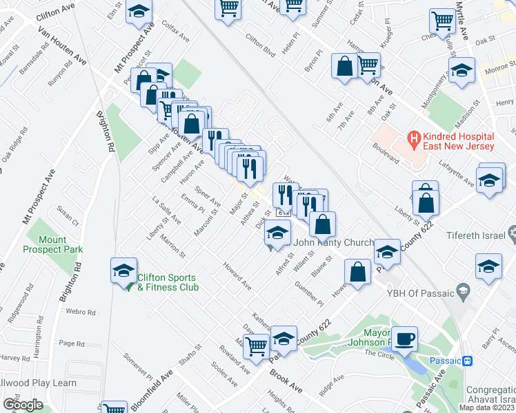 map of restaurants, bars, coffee shops, grocery stores, and more near 11 Althea Street in Clifton