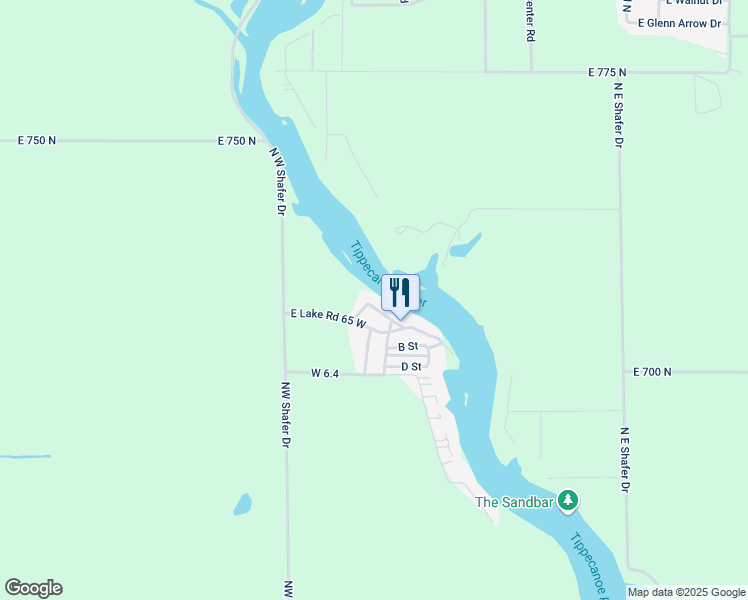 map of restaurants, bars, coffee shops, grocery stores, and more near 7127-7199 North Meredith Drive in Monticello