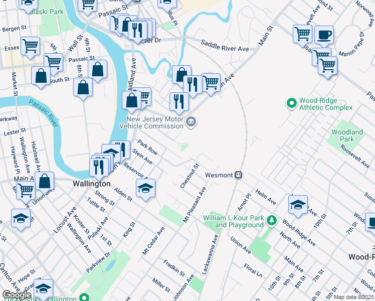 map of restaurants, bars, coffee shops, grocery stores, and more near 5 Willow Avenue in Wallington