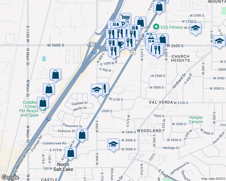 map of restaurants, bars, coffee shops, grocery stores, and more near in North Salt Lake