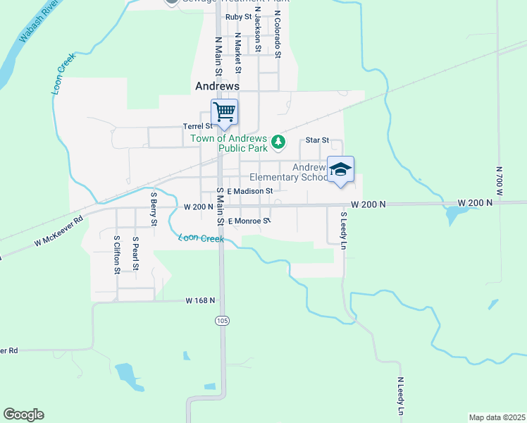 map of restaurants, bars, coffee shops, grocery stores, and more near 217 East McKeever Street in Andrews