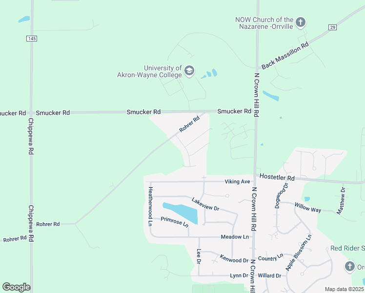 map of restaurants, bars, coffee shops, grocery stores, and more near 1870 Rohrer Road in Orrville