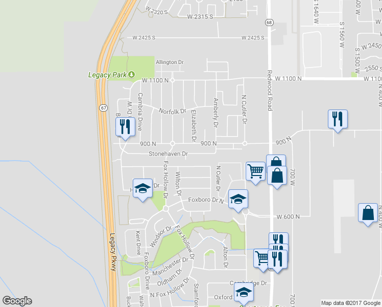 map of restaurants, bars, coffee shops, grocery stores, and more near 968 Stonehaven Drive in North Salt Lake