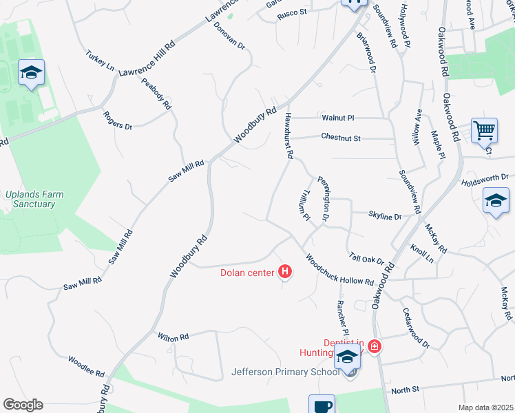 map of restaurants, bars, coffee shops, grocery stores, and more near 61 Hawxhurst Rd in Cold Spring Harbor