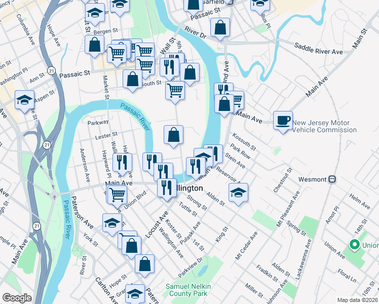 map of restaurants, bars, coffee shops, grocery stores, and more near 38-86 8th St in Passaic
