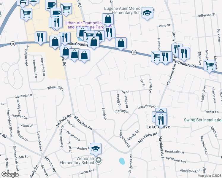 map of restaurants, bars, coffee shops, grocery stores, and more near 9 Hy Place in Lake Grove