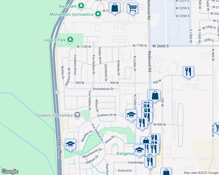 map of restaurants, bars, coffee shops, grocery stores, and more near 940 Stonehaven Drive in North Salt Lake
