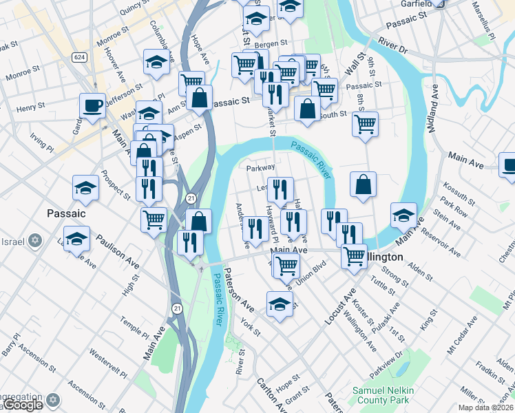 map of restaurants, bars, coffee shops, grocery stores, and more near 68 Hayward Place in Wallington