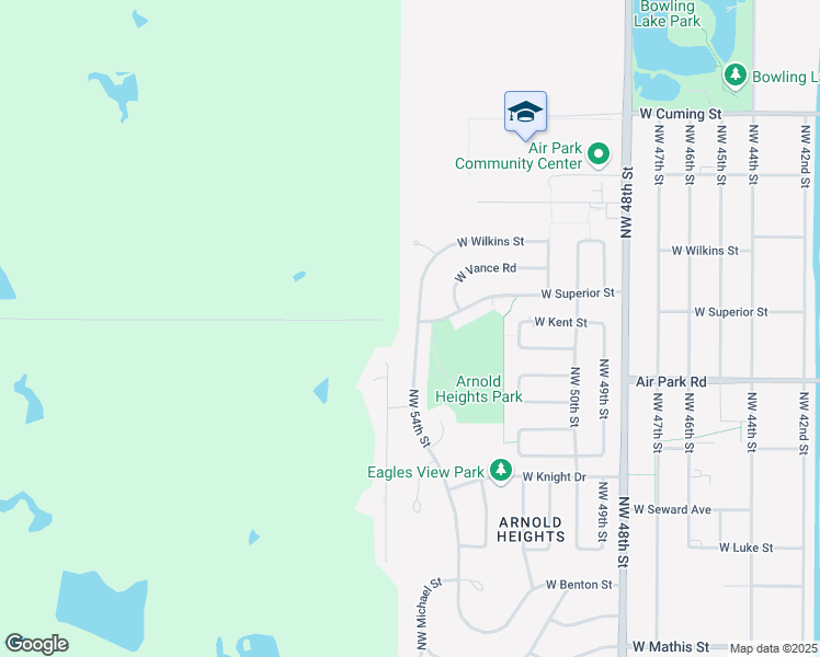 map of restaurants, bars, coffee shops, grocery stores, and more near 4245 Northwest 54th Street in Lincoln