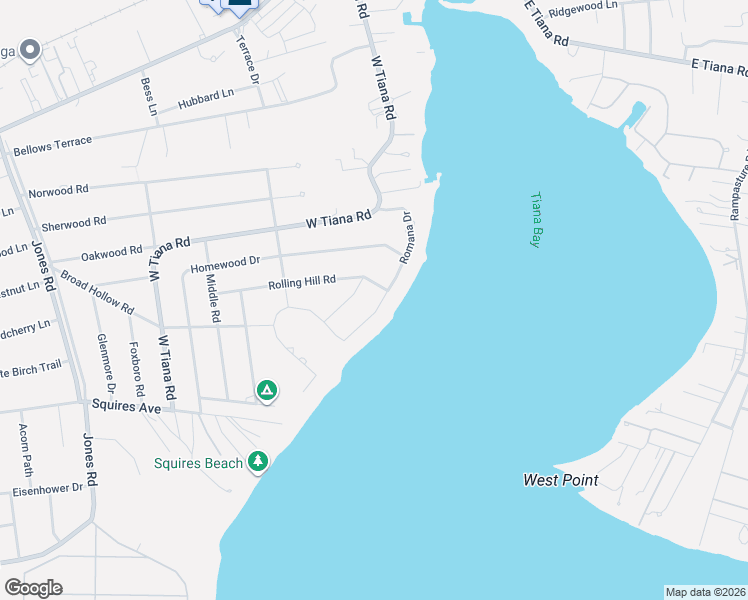 map of restaurants, bars, coffee shops, grocery stores, and more near 26 Romana Drive in Hampton Bays