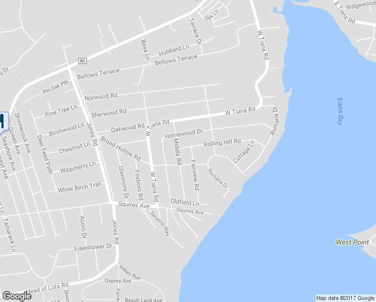 map of restaurants, bars, coffee shops, grocery stores, and more near 3 Fairview Road in Hampton Bays