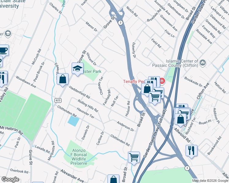 map of restaurants, bars, coffee shops, grocery stores, and more near 21 Brantwood Place in Clifton