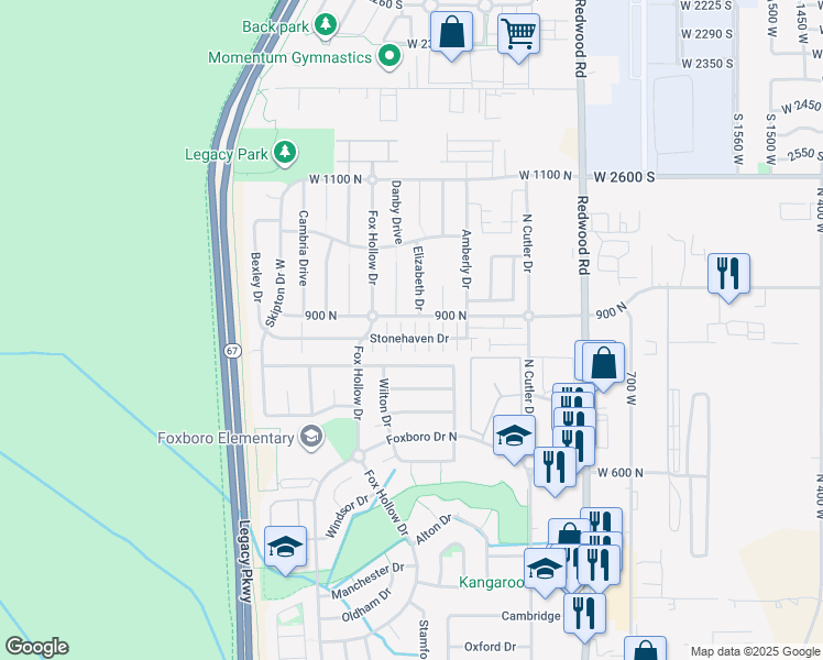map of restaurants, bars, coffee shops, grocery stores, and more near 968 Stonehaven Drive in North Salt Lake