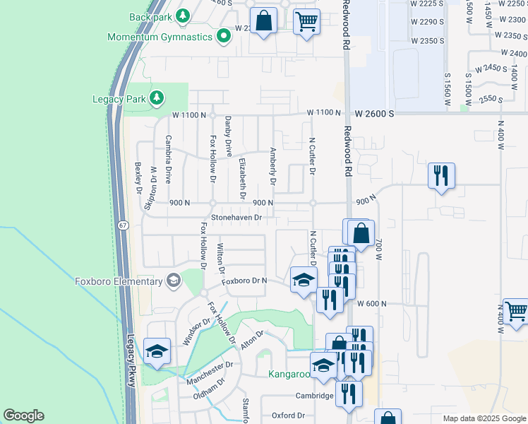 map of restaurants, bars, coffee shops, grocery stores, and more near 920 Stonehaven Drive in North Salt Lake