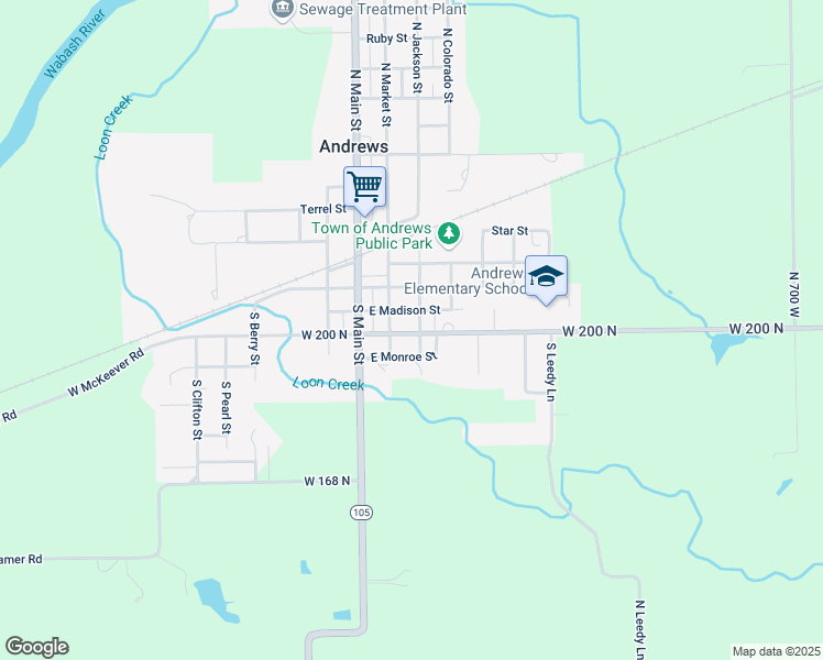 map of restaurants, bars, coffee shops, grocery stores, and more near 217 East McKeever Street in Andrews