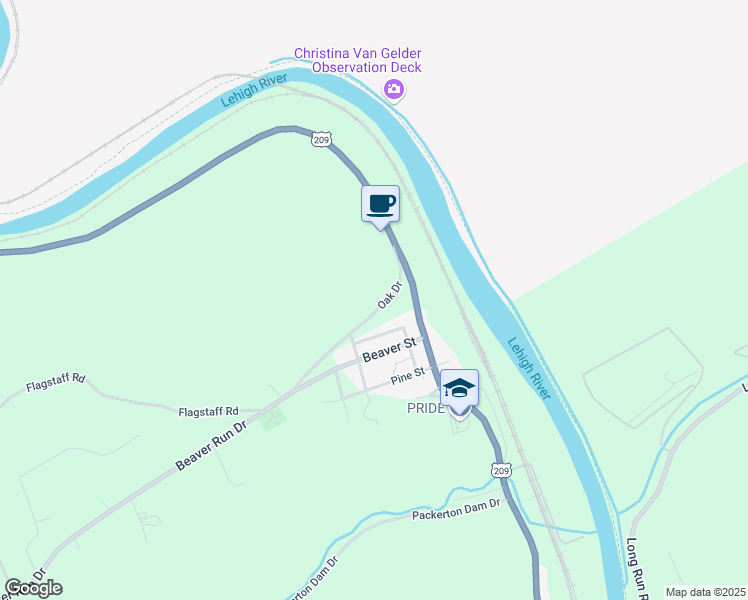map of restaurants, bars, coffee shops, grocery stores, and more near 146 Oak Drive in Lehighton