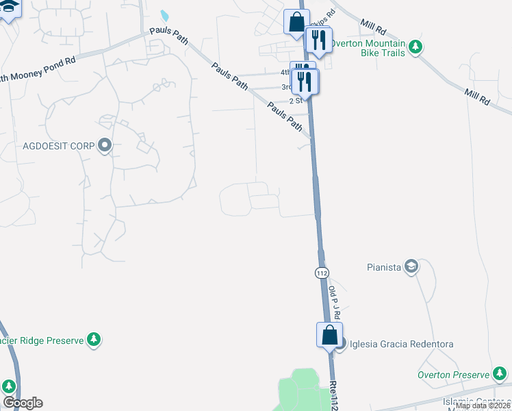 map of restaurants, bars, coffee shops, grocery stores, and more near 3550 New York 112 in Coram