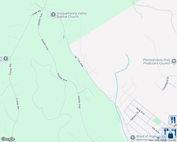 map of restaurants, bars, coffee shops, grocery stores, and more near 759 11th Avenue in Shamokin Dam