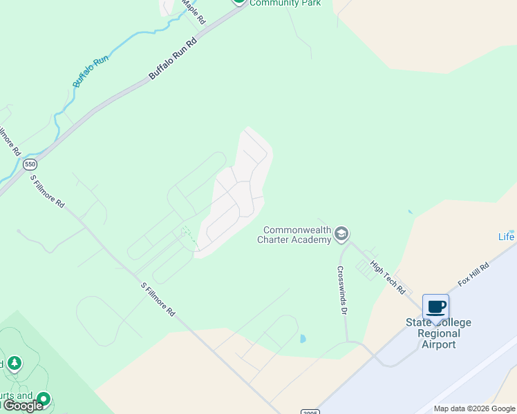 map of restaurants, bars, coffee shops, grocery stores, and more near Rock Forge Road in Bellefonte