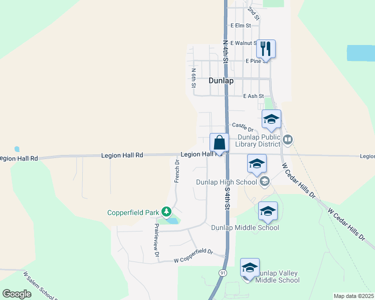 map of restaurants, bars, coffee shops, grocery stores, and more near in Peoria County