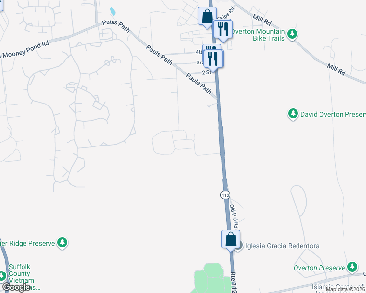 map of restaurants, bars, coffee shops, grocery stores, and more near 8 Willow Terrace in Coram