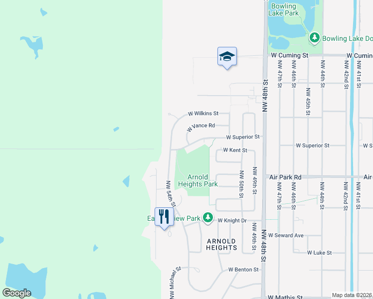 map of restaurants, bars, coffee shops, grocery stores, and more near 5301 West Superior Street in Lincoln