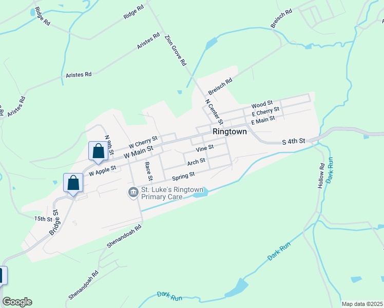 map of restaurants, bars, coffee shops, grocery stores, and more near 120 Vine Street in Mahanoy City