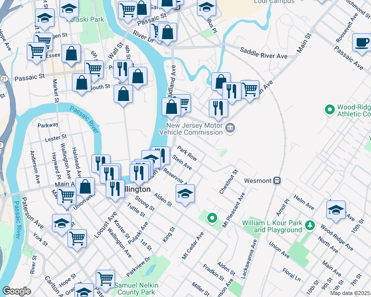 map of restaurants, bars, coffee shops, grocery stores, and more near 31 Park Row in Wallington