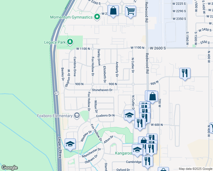 map of restaurants, bars, coffee shops, grocery stores, and more near 948 Stonehaven Drive in North Salt Lake