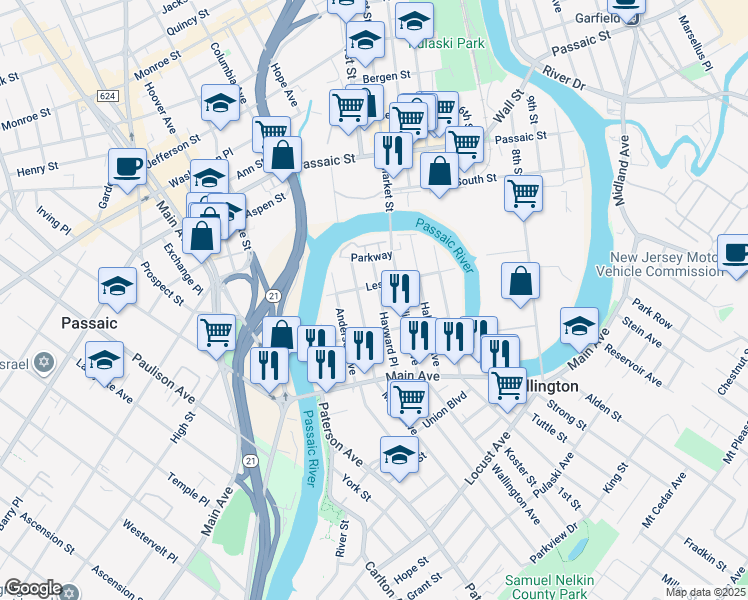 map of restaurants, bars, coffee shops, grocery stores, and more near 68 Hayward Place in Wallington