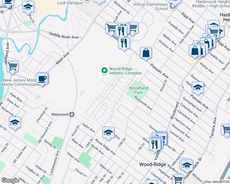 map of restaurants, bars, coffee shops, grocery stores, and more near 92 Truman Drive in Wood-Ridge