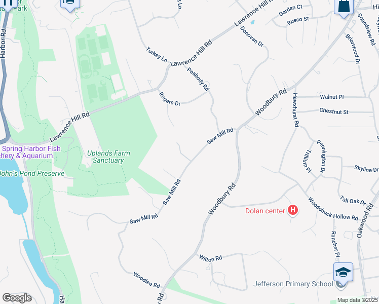 map of restaurants, bars, coffee shops, grocery stores, and more near 12 Saw Mill Road in Cold Spring Harbor