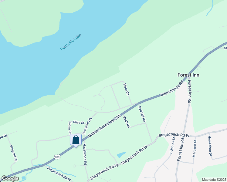 map of restaurants, bars, coffee shops, grocery stores, and more near 170 Flora Circle in Lehighton