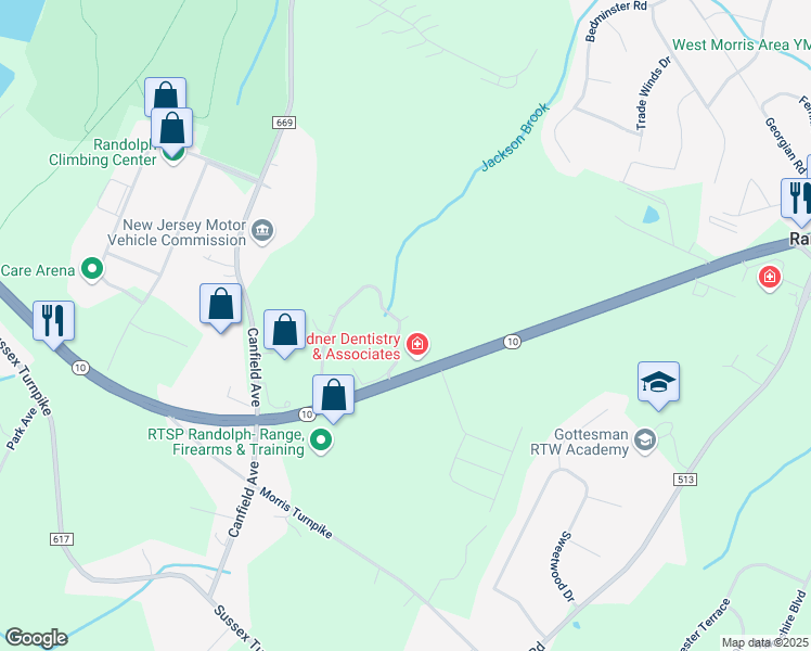 map of restaurants, bars, coffee shops, grocery stores, and more near 135 Arrowgate Drive in Randolph
