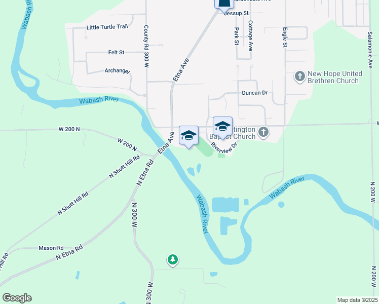 map of restaurants, bars, coffee shops, grocery stores, and more near 2485 Waterworks Road in Huntington