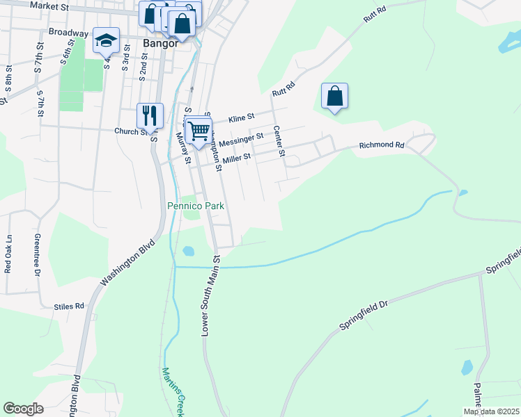 map of restaurants, bars, coffee shops, grocery stores, and more near 724 Blue Ridge Avenue in Bangor