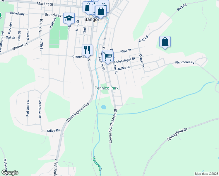 map of restaurants, bars, coffee shops, grocery stores, and more near 684 South Main Street in Bangor