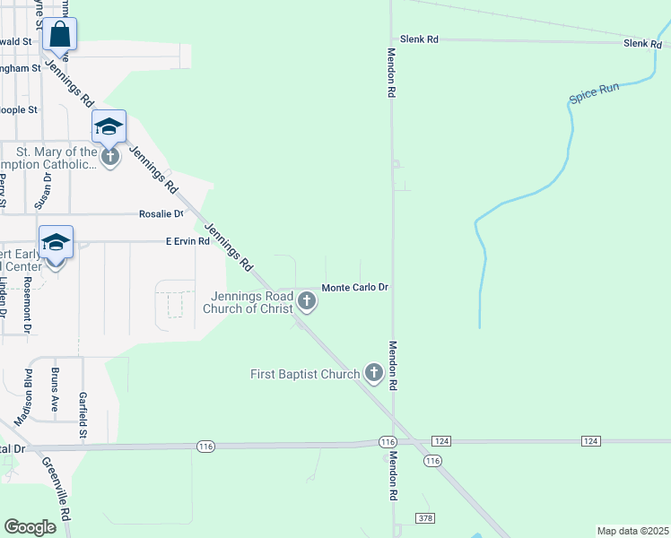 map of restaurants, bars, coffee shops, grocery stores, and more near Cadillac Drive in Van Wert
