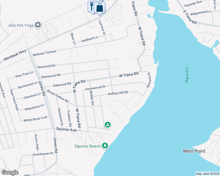 map of restaurants, bars, coffee shops, grocery stores, and more near 10 Head of Cove Road in Hampton Bays