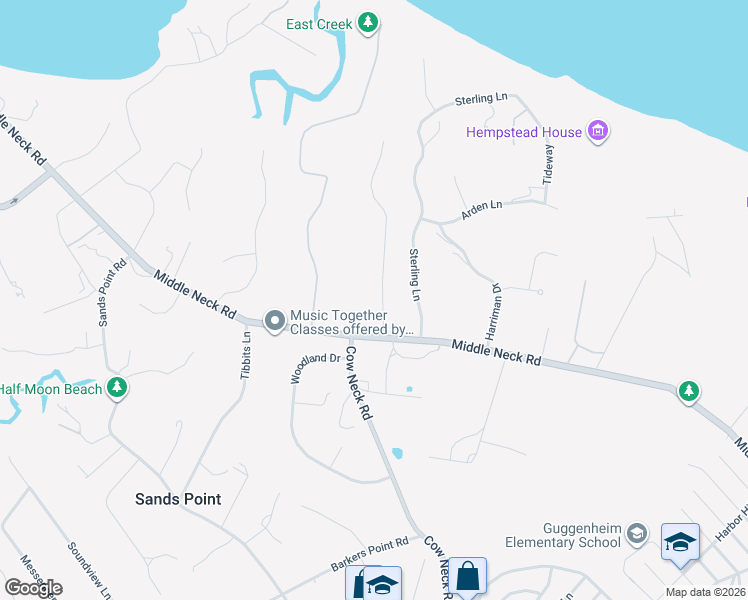 map of restaurants, bars, coffee shops, grocery stores, and more near 18 Longwood Road in Port Washington