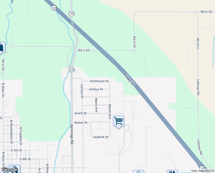 map of restaurants, bars, coffee shops, grocery stores, and more near 1340 Joshua St in Delphos