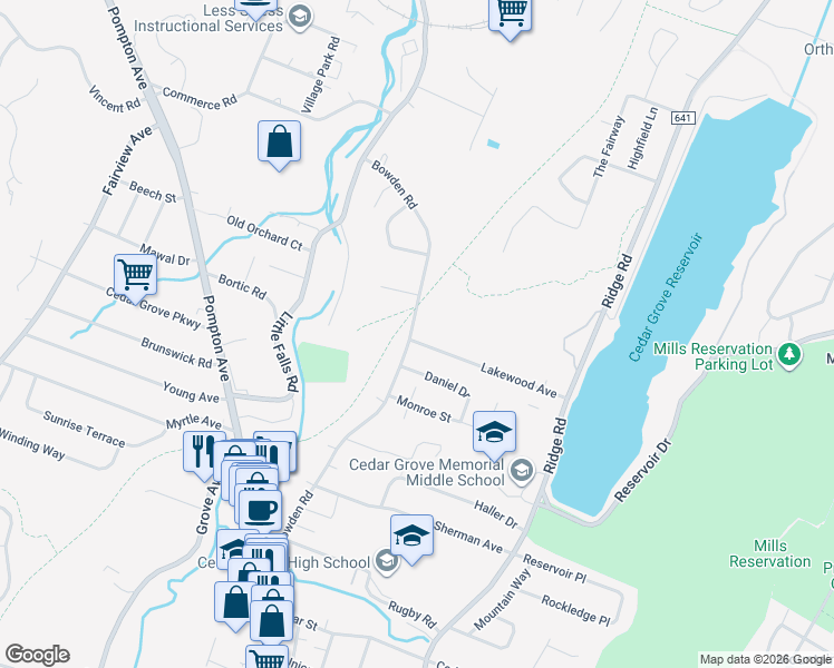 map of restaurants, bars, coffee shops, grocery stores, and more near 4 Lakewood Avenue in Cedar Grove