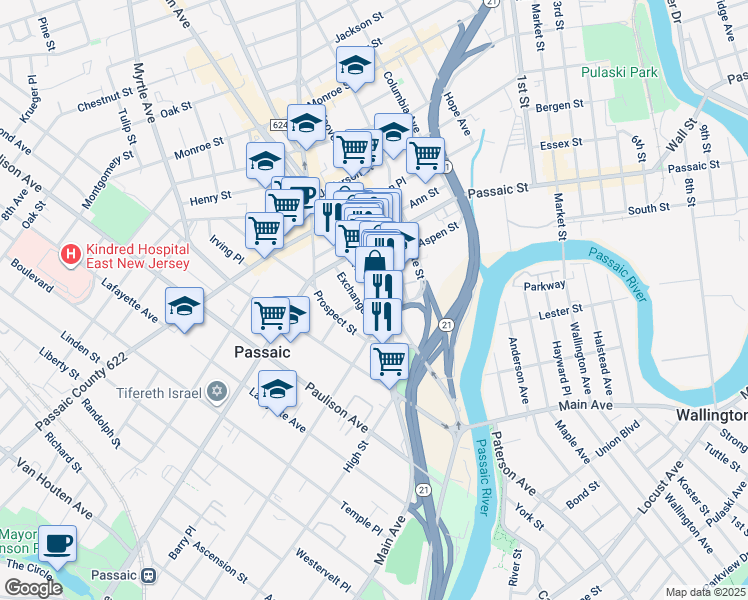 map of restaurants, bars, coffee shops, grocery stores, and more near in 
