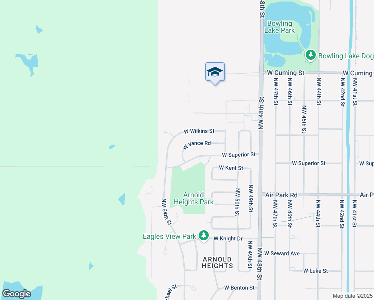 map of restaurants, bars, coffee shops, grocery stores, and more near 5311 West Vance Road in Lincoln