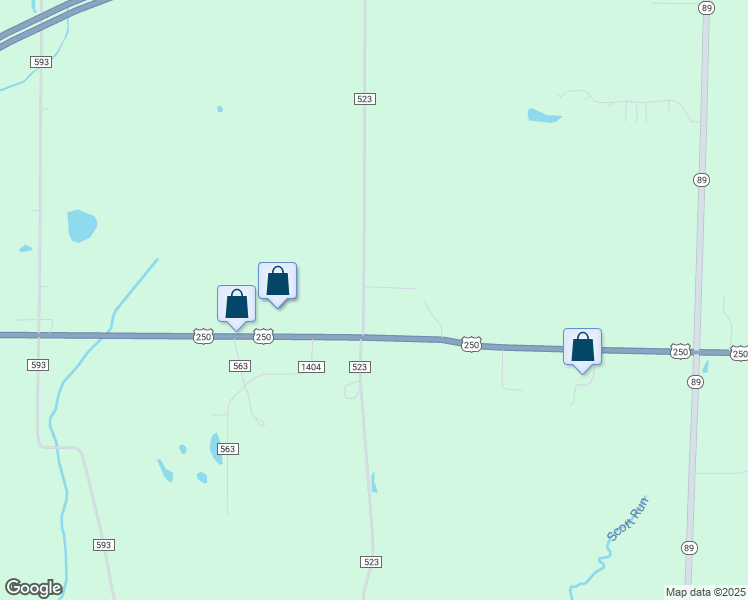 map of restaurants, bars, coffee shops, grocery stores, and more near 1393 Township Road 523 in Ashland