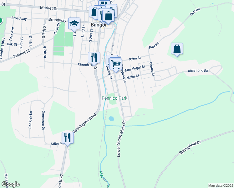 map of restaurants, bars, coffee shops, grocery stores, and more near 666 South Main Street in Bangor