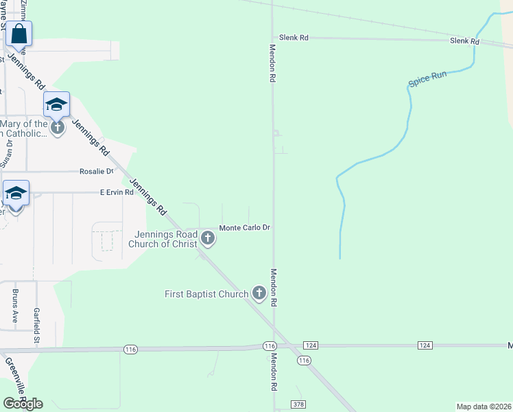 map of restaurants, bars, coffee shops, grocery stores, and more near 1020 Silverado Drive in Van Wert