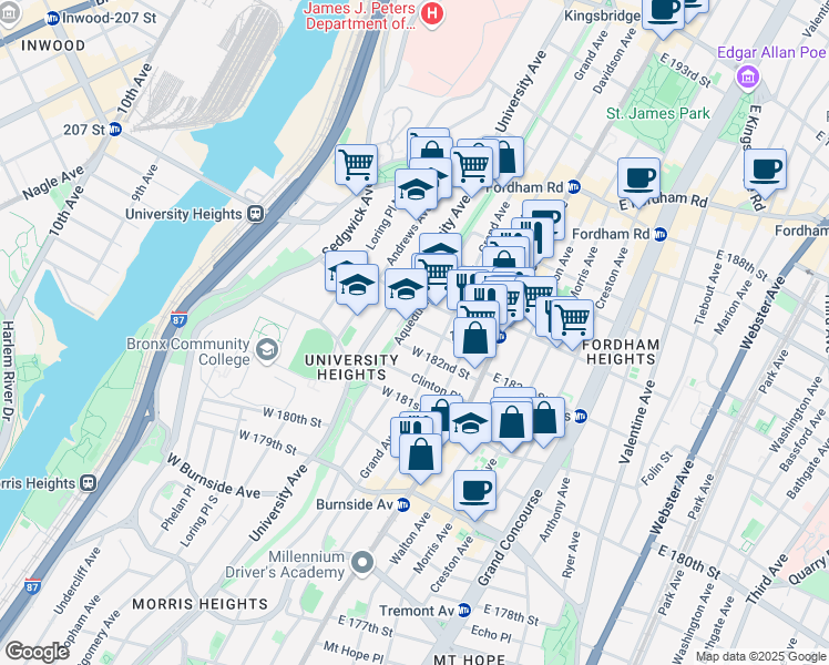 map of restaurants, bars, coffee shops, grocery stores, and more near 61 Buchanan Place in Bronx