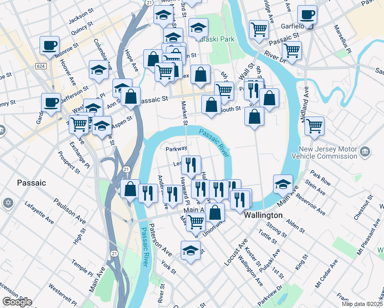 map of restaurants, bars, coffee shops, grocery stores, and more near 34 Halstead Avenue in Wallington